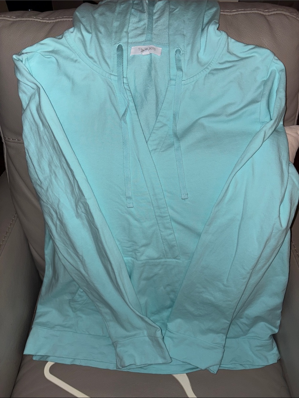 Talbots Light Aqua Hooded Pullover Sweatshirt